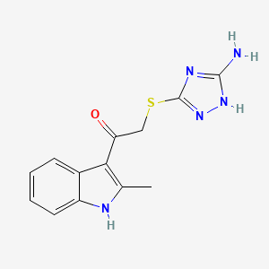 molecular formula C13H13N5OS B2856606 2-((5-amino-1H-1,2,4-triazol-3-yl)thio)-1-(2-methyl-1H-indol-3-yl)ethanone CAS No. 727689-98-7