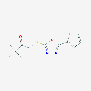 molecular formula C12H14N2O3S B285661 1-{[5-(2-Furyl)-1,3,4-oxadiazol-2-yl]thio}-3,3-dimethyl-2-butanone 