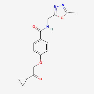 molecular formula C16H17N3O4 B2856618 4-(2-cyclopropyl-2-oxoethoxy)-N-((5-methyl-1,3,4-oxadiazol-2-yl)methyl)benzamide CAS No. 1226437-80-4