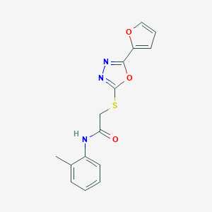 molecular formula C15H13N3O3S B285662 2-{[5-(2-furyl)-1,3,4-oxadiazol-2-yl]sulfanyl}-N-(2-methylphenyl)acetamide 