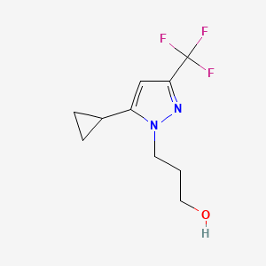 molecular formula C10H13F3N2O B2856621 3-(5-Cyclopropyl-3-(trifluoromethyl)-1H-pyrazol-1-yl)propan-1-ol CAS No. 1006348-86-2