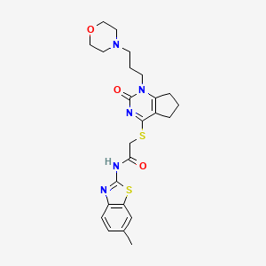 N-(6-methylbenzo[d]thiazol-2-yl)-2-((1-(3-morpholinopropyl)-2-oxo-2,5,6,7-tetrahydro-1H-cyclopenta[d]pyrimidin-4-yl)thio)acetamide