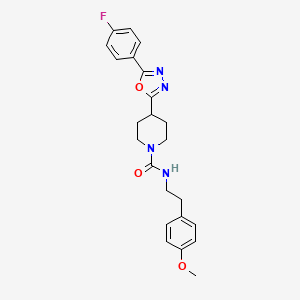 molecular formula C23H25FN4O3 B2856630 4-(5-(4-fluorophenyl)-1,3,4-oxadiazol-2-yl)-N-(4-methoxyphenethyl)piperidine-1-carboxamide CAS No. 1171704-80-5
