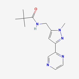 molecular formula C14H19N5O B2856633 N-((1-methyl-3-(pyrazin-2-yl)-1H-pyrazol-5-yl)methyl)pivalamide CAS No. 2034456-69-2