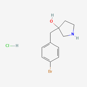 molecular formula C11H15BrClNO B2856634 3-[(4-Bromophenyl)methyl]pyrrolidin-3-ol hydrochloride CAS No. 2230799-08-1