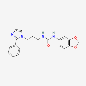 molecular formula C20H20N4O3 B2856643 1-(苯并[d][1,3]二氧杂环-5-基)-3-(3-(2-苯基-1H-咪唑-1-基)丙基)脲 CAS No. 1421443-38-0