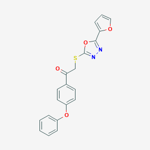 molecular formula C20H14N2O4S B285665 2-{[5-(2-Furyl)-1,3,4-oxadiazol-2-yl]thio}-1-(4-phenoxyphenyl)ethanone 