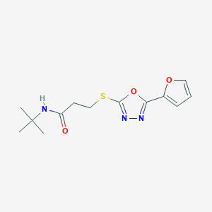 molecular formula C13H17N3O3S B285667 N-(tert-butyl)-3-{[5-(2-furyl)-1,3,4-oxadiazol-2-yl]sulfanyl}propanamide 