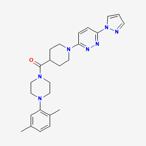 molecular formula C25H31N7O B2856673 (1-(6-(1H-pyrazol-1-yl)pyridazin-3-yl)piperidin-4-yl)(4-(2,5-dimethylphenyl)piperazin-1-yl)methanone CAS No. 1286711-09-8