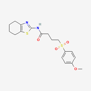 molecular formula C18H22N2O4S2 B2856684 4-((4-methoxyphenyl)sulfonyl)-N-(4,5,6,7-tetrahydrobenzo[d]thiazol-2-yl)butanamide CAS No. 941987-24-2