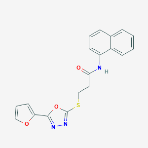 molecular formula C19H15N3O3S B285669 3-{[5-(furan-2-yl)-1,3,4-oxadiazol-2-yl]sulfanyl}-N-(naphthalen-1-yl)propanamide 