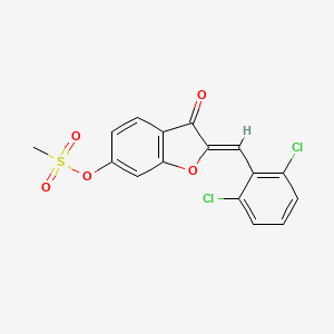 molecular formula C16H10Cl2O5S B2856694 (Z)-2-(2,6-dichlorobenzylidene)-3-oxo-2,3-dihydrobenzofuran-6-yl methanesulfonate CAS No. 843633-54-5