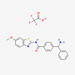 molecular formula C24H20F3N3O4S B2856702 4-[amino(phenyl)methyl]-N-(6-methoxy-1,3-benzothiazol-2-yl)benzamide;2,2,2-trifluoroacetic acid CAS No. 2117405-48-6