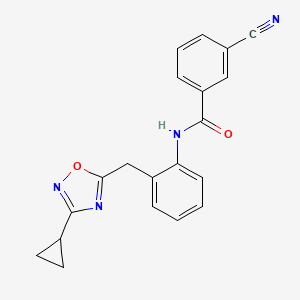 3-cyano-N-(2-((3-cyclopropyl-1,2,4-oxadiazol-5-yl)methyl)phenyl)benzamide