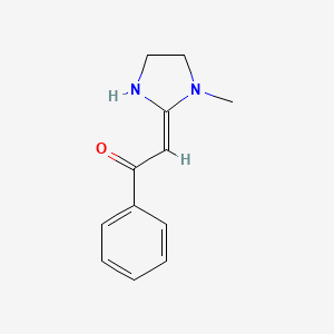 molecular formula C12H14N2O B2856707 2-Phenacylidene-1-methylimidazolidine CAS No. 124927-47-5