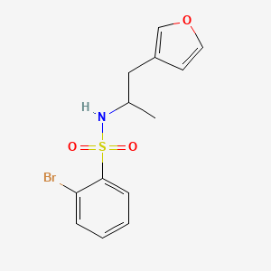molecular formula C13H14BrNO3S B2856708 2-bromo-N-(1-(furan-3-yl)propan-2-yl)benzenesulfonamide CAS No. 1795194-77-2