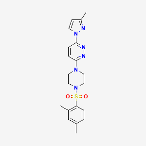 molecular formula C20H24N6O2S B2856717 3-(4-((2,4-dimethylphenyl)sulfonyl)piperazin-1-yl)-6-(3-methyl-1H-pyrazol-1-yl)pyridazine CAS No. 1013818-37-5