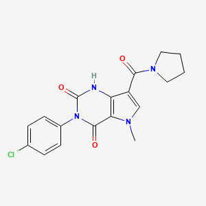 molecular formula C18H17ClN4O3 B2856721 3-(4-氯苯基)-5-甲基-7-(吡咯烷-1-羰基)-1H-吡咯并[3,2-d]嘧啶-2,4(3H,5H)-二酮 CAS No. 921806-21-5