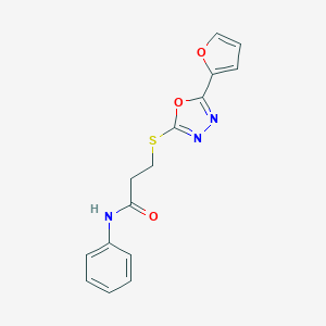 molecular formula C15H13N3O3S B285673 3-(5-Furan-2-yl-[1,3,4]oxadiazol-2-ylsulfanyl)-N-phenyl-propionamide 