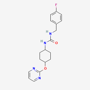 molecular formula C18H21FN4O2 B2856733 1-(4-Fluorobenzyl)-3-((1r,4r)-4-(pyrimidin-2-yloxy)cyclohexyl)urea CAS No. 2034278-61-8