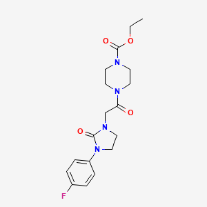 molecular formula C18H23FN4O4 B2856738 Ethyl 4-(2-(3-(4-fluorophenyl)-2-oxoimidazolidin-1-yl)acetyl)piperazine-1-carboxylate CAS No. 1251699-00-9