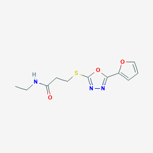 molecular formula C11H13N3O3S B285676 N-ethyl-3-{[5-(2-furyl)-1,3,4-oxadiazol-2-yl]sulfanyl}propanamide 