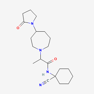 molecular formula C20H32N4O2 B2856761 N-(1-Cyanocyclohexyl)-2-[4-(2-oxopyrrolidin-1-yl)azepan-1-yl]propanamide CAS No. 1956892-07-1