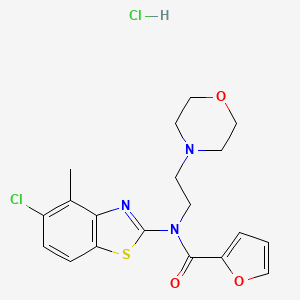 molecular formula C19H21Cl2N3O3S B2856764 N-(5-chloro-4-methylbenzo[d]thiazol-2-yl)-N-(2-morpholinoethyl)furan-2-carboxamide hydrochloride CAS No. 1216472-69-3