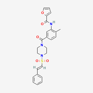 molecular formula C25H25N3O5S B2856785 N-[2-methyl-5-[4-[(E)-2-phenylethenyl]sulfonylpiperazine-1-carbonyl]phenyl]furan-2-carboxamide CAS No. 930701-61-4