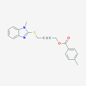 molecular formula C20H18N2O2S B285679 4-[(1-methyl-1H-benzimidazol-2-yl)sulfanyl]-2-butynyl 4-methylbenzoate 