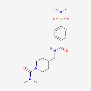 molecular formula C18H28N4O4S B2856790 4-((4-(N,N-二甲基磺酰基)苯甲酰胺)甲基)-N,N-二甲基哌啶-1-甲酰胺 CAS No. 2034459-54-4