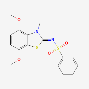 molecular formula C16H16N2O4S2 B2856793 (Z)-N-(4,7-二甲氧基-3-甲基苯并[d]噻唑-2(3H)-亚甲基)苯磺酰胺 CAS No. 955260-33-0