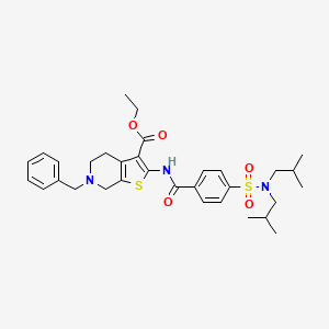 molecular formula C32H41N3O5S2 B2856794 6-苄基-2-(4-(N,N-二异丁基磺酰胺基)苯甲酰胺)-4,5,6,7-四氢噻吩并[2,3-c]吡啶-3-羧酸乙酯 CAS No. 524063-64-7