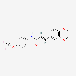 molecular formula C18H14F3NO4 B2856798 3-(2,3-二氢-1,4-苯并二氧杂环-6-基)-N-(4-(三氟甲氧基)苯基)丙烯酰胺 CAS No. 882081-72-3