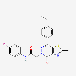 molecular formula C22H19FN4O2S B2856811 2-(7-(4-ethylphenyl)-2-methyl-4-oxothiazolo[4,5-d]pyridazin-5(4H)-yl)-N-(4-fluorophenyl)acetamide CAS No. 942004-96-8