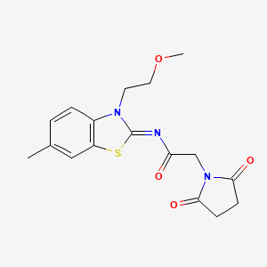 (Z)-2-(2,5-dioxopyrrolidin-1-yl)-N-(3-(2-methoxyethyl)-6-methylbenzo[d]thiazol-2(3H)-ylidene)acetamide