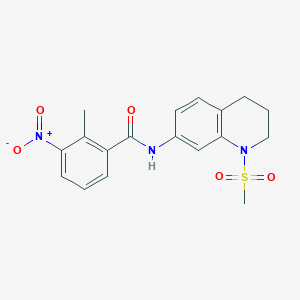 molecular formula C18H19N3O5S B2856824 N-(1-methanesulfonyl-1,2,3,4-tetrahydroquinolin-7-yl)-2-methyl-3-nitrobenzamide CAS No. 941987-01-5