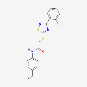 molecular formula C19H19N3OS2 B2856825 N-(4-ethylphenyl)-2-((3-(o-tolyl)-1,2,4-thiadiazol-5-yl)thio)acetamide CAS No. 864918-49-0