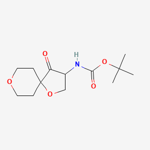 molecular formula C13H21NO5 B2856831 叔丁基 N-(4-氧代-1,8-二氧杂螺[4.5]癸-3-基)氨基甲酸酯 CAS No. 2490403-74-0