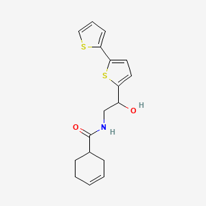 molecular formula C17H19NO2S2 B2856835 N-(2-{[2,2'-bithiophene]-5-yl}-2-hydroxyethyl)cyclohex-3-ene-1-carboxamide CAS No. 2097913-87-4