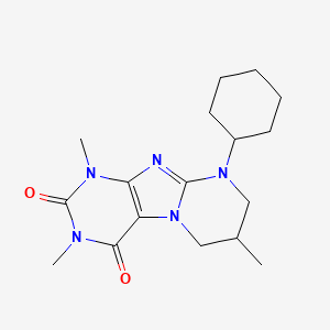 molecular formula C17H25N5O2 B2856840 9-cyclohexyl-1,3,7-trimethyl-7,8-dihydro-6H-purino[7,8-a]pyrimidine-2,4-dione CAS No. 877803-28-6