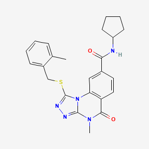 N-cyclopentyl-4-methyl-1-{[(2-methylphenyl)methyl]sulfanyl}-5-oxo-4H,5H-[1,2,4]triazolo[4,3-a]quinazoline-8-carboxamide