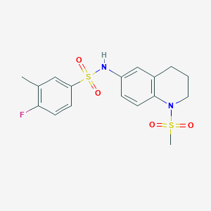 molecular formula C17H19FN2O4S2 B2856853 4-fluoro-3-methyl-N-(1-methylsulfonyl-3,4-dihydro-2H-quinolin-6-yl)benzenesulfonamide CAS No. 899988-86-4