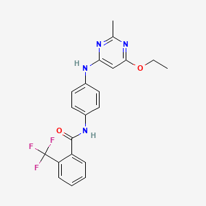 molecular formula C21H19F3N4O2 B2856860 N-(4-((6-乙氧基-2-甲基嘧啶-4-基)氨基)苯基)-2-(三氟甲基)苯甲酰胺 CAS No. 946234-15-7