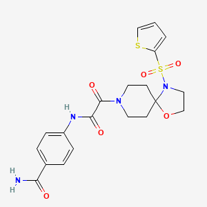 4-(2-Oxo-2-(4-(thiophen-2-ylsulfonyl)-1-oxa-4,8-diazaspiro[4.5]decan-8-yl)acetamido)benzamide