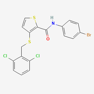molecular formula C18H12BrCl2NOS2 B2856867 N-(4-bromophenyl)-3-[(2,6-dichlorobenzyl)sulfanyl]-2-thiophenecarboxamide CAS No. 251097-43-5