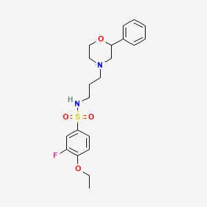 molecular formula C21H27FN2O4S B2856870 4-ethoxy-3-fluoro-N-(3-(2-phenylmorpholino)propyl)benzenesulfonamide CAS No. 954001-19-5