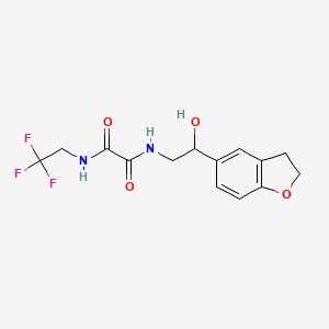molecular formula C14H15F3N2O4 B2856878 N1-(2-(2,3-dihydrobenzofuran-5-yl)-2-hydroxyethyl)-N2-(2,2,2-trifluoroethyl)oxalamide CAS No. 1421465-88-4