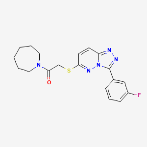 molecular formula C19H20FN5OS B2856881 1-(氮杂环-1-基)-2-((3-(3-氟苯基)-[1,2,4]三唑并[4,3-b]哒嗪-6-基)硫代)乙酮 CAS No. 852374-46-0