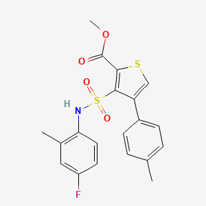 molecular formula C20H18FNO4S2 B2856890 Methyl 3-[(4-fluoro-2-methylphenyl)sulfamoyl]-4-(4-methylphenyl)thiophene-2-carboxylate CAS No. 941936-31-8